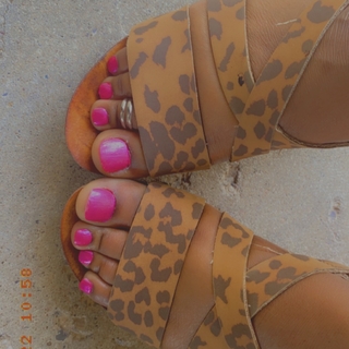Pink pedicured Feet in heels photo gallery by Akeema Sexie