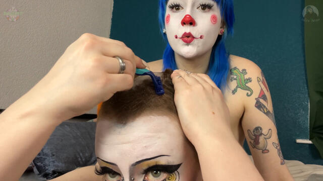 Clown Head Shave video from Alice Bean