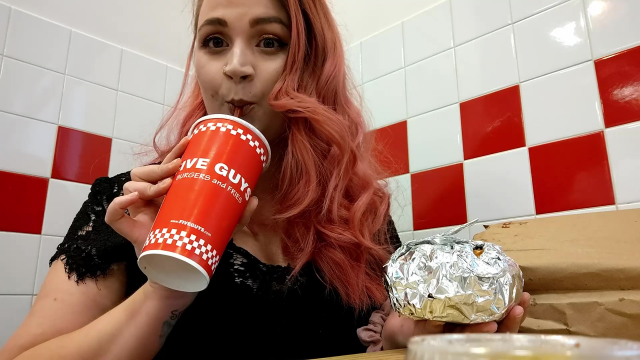 Kat in Public: Five Guys Stuffing video from KinkyCurvyKat