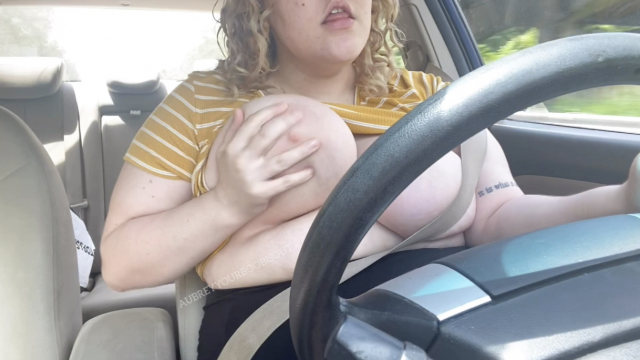 BBW Plays With Tits While Driving video from 