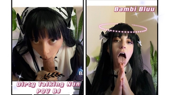 Dirty Talking Nun Sucks Your Soul Blowjob POV video from Bambi Bluu