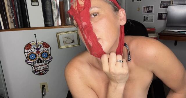 Sniffing & Tasting My Filthy Panties Pantyhooding Panty Mask Hairy Pussy Masturbation video from Bootygirl229