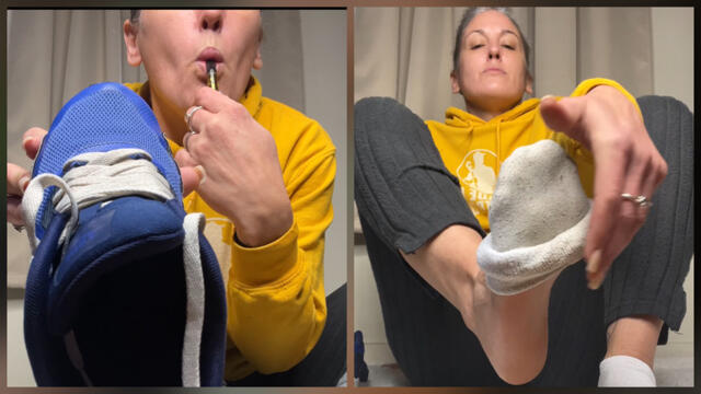 Worship My Dirty Sneakers Socks & Stinky Barefeet While I Blow Vape Smoke In Your Face And Humiliate You video