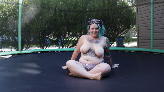 Fat Girl Strips and Jumps on Trampoline video from Ruby Deschain