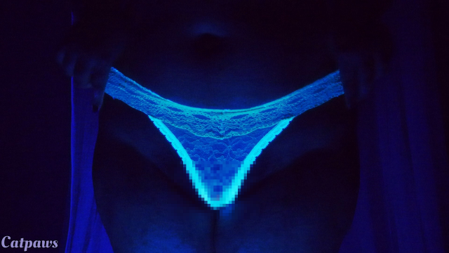 Blacklight Lace Thong Tease & Cum video from Catpaws