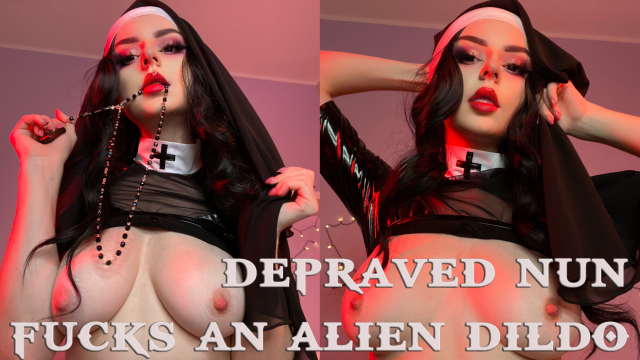 naughty nun fucks an alien dildo video from Cherrie Velvet