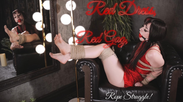 Red Dress, Red Gag, Rope Struggle! video from Ditria Rose