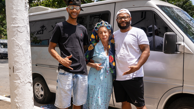 tattooed 81 year old granny DP in driving van video from FetishIslands