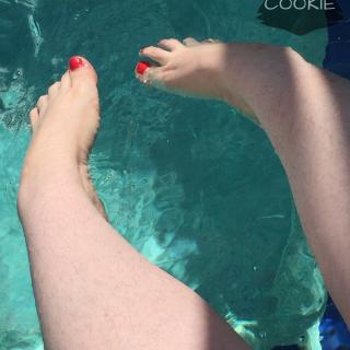 Hairy Legs, Red Pedicure in Hotel Pool photo gallery by Tabitha Angel