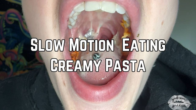 Eating Creamy Pasta In Slow Motion video from Phoenix Bates