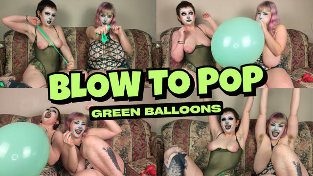Topless Clowns Blow to Pop Green Balloons video from