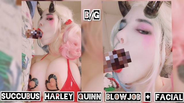 B/G Succubus Harley Quinn Blowjob + Massive Facial video from Invadernoodles