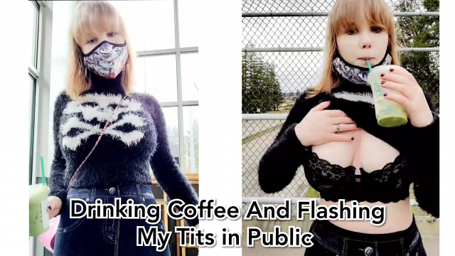 Drinking Coffee And Flashing My Tits in Public video from Invadernoodles