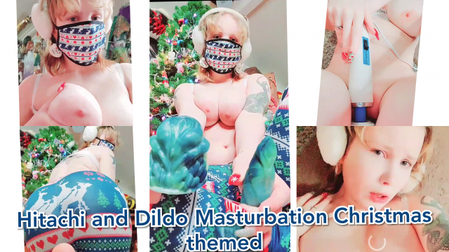 Hitachi and Dildo Masturbation Christmas themed video from Invadernoodles