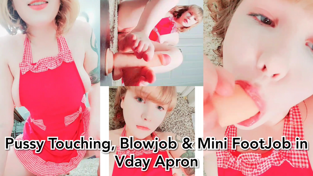 Pussy Touching, Blowjob & Mini FootJob in Vday Apron video from Invadernoodles