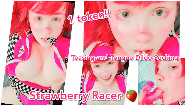 Strawberry Racer Teases You and Sucks Tongue Dildo video from Invadernoodles