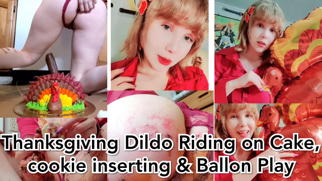 Thanksgiving Dildo Riding on Cake, cookie inserting & Ballon Play video from Invadernoodles