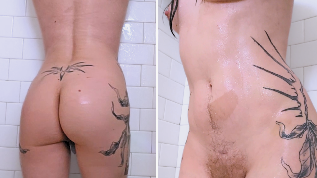 Slippery wet dildo play in shower video