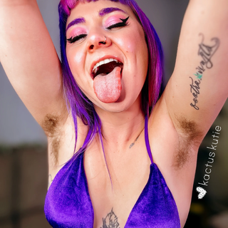sticking out my tongue + showing off my hairy armpits photo gallery by Kactus Kutie