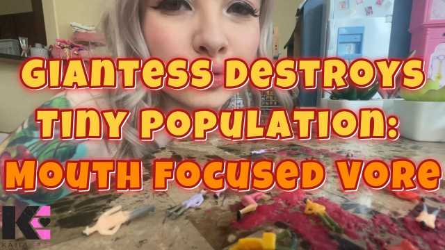 Giantess Destroys Tiny Population: Mouth focused Vore video from Kaiia Eve