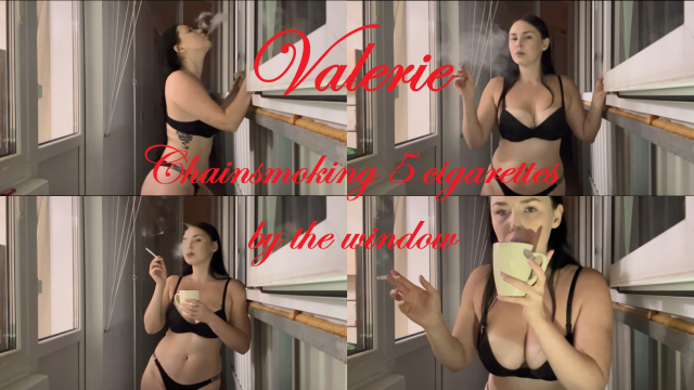 Chainsmoking 5 cigarettes by the window video from Karina Smoking