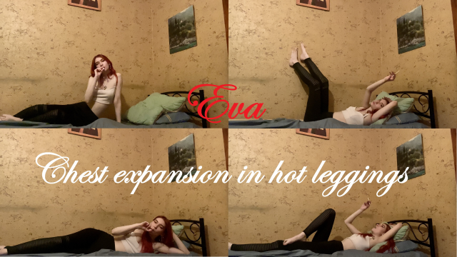 Eva's chest expansion in hot leggings video from Karina Smoking