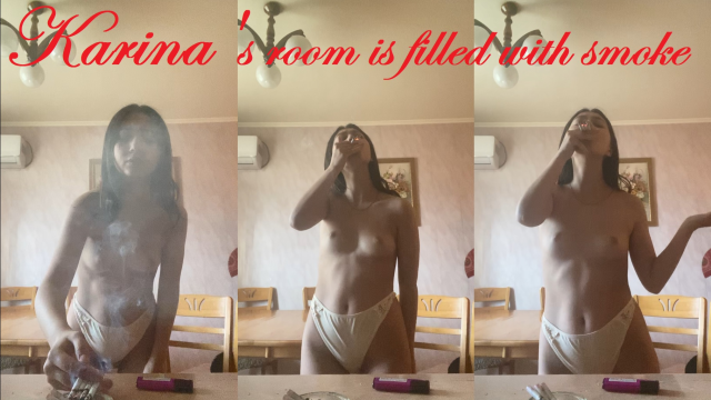 Karina's room is filled with smoke video from Karina Smoking