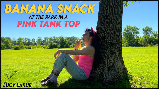 Banana Snack at the Park in a Pink Tank Top video