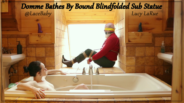 Domme Bathes By Bound Blindfolded Sub Statue video from Lucy LaRue
