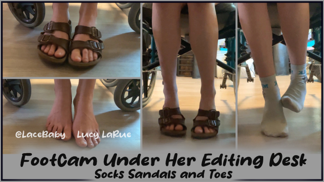 FootCam Under Her Editing Desk Socks Sandals and Toes video from Lucy LaRue