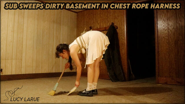 Sub Sweeps Dirty Basement In Chest Rope Harness video