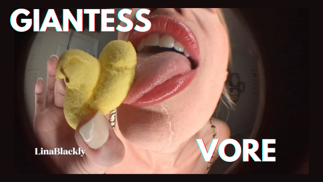 Giantess Mommy Mouth Vore POV video from Lina Blackly
