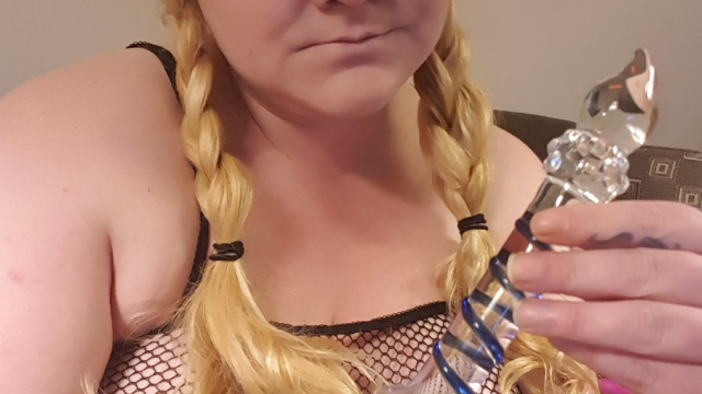 BBW Glass Dildo Fishnet Bodystocking video from Lustybustylark
