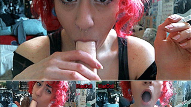 Sloppy Double BJ Smoking video from MaeDoll