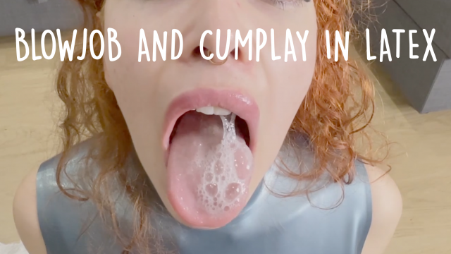 Blowjob and Cumplay in Latex video from MeiKitty