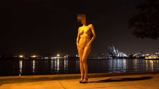 Nude in high heels in public video from MiaExhib