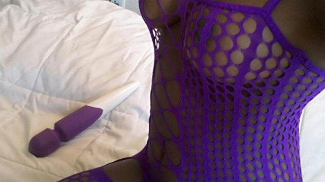 Purple Bodystocking Cum video from Mina