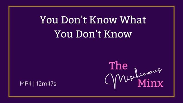 You Don't Know What You Dont Know - Anticipation and Denial video from