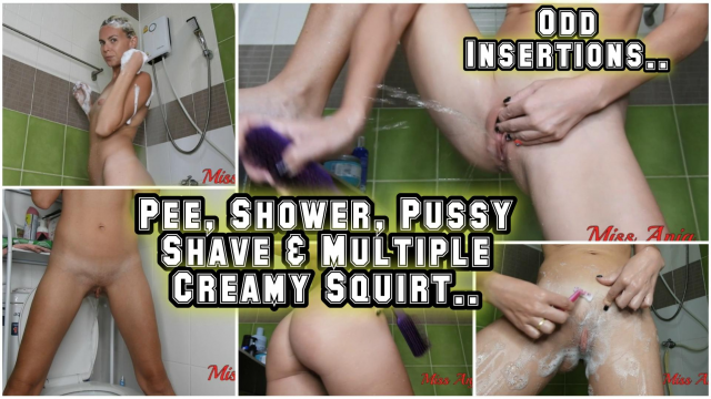 HD Pee, Shower, Pussy Shaving & Multiple Hairbrush Squirt video from MissAnja