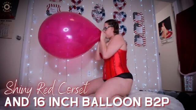 Shiny Red Corset and 16 Inch Balloon B2P video from Lacey Royce