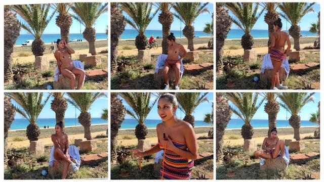 Latina, naked slut in front of the beach, playing with my pussy video from AlisonPaola