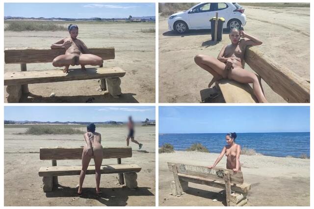 Outdoors on the beach  naked  my friend is filming me and it turns me on video from 