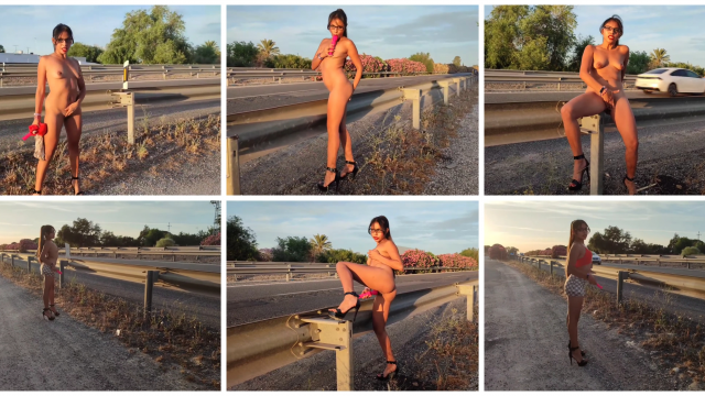 Walking down the road naked, publico video from Naughty Pocahontas