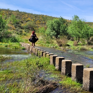 River walk in latex dress photo gallery by Nikki Holland