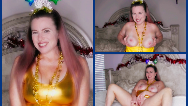 Happy New Years 2022! Gold Dress Flashing Tiara Masturbation and JOI video from Nikki Nevada
