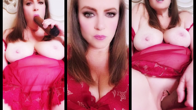 Sexy MILF Nikki In Red Lingerie Masturbating With Big Brown Dildo video from Nikki Nevada