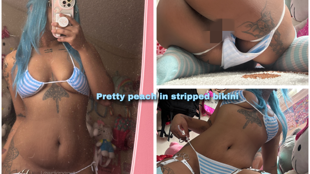 Pretty peach in a striped bikini video from Lewdiepeach