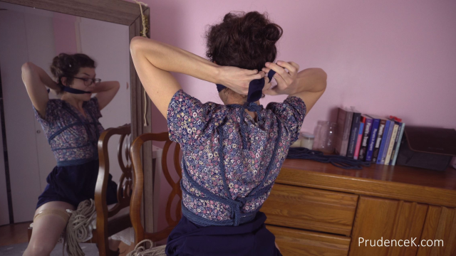 Solo Masturbation: 30s Vintage dress grinding rope bound orgasm video from