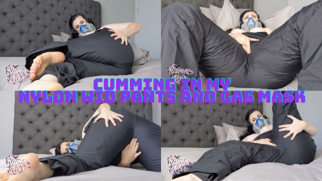 Cumming in my Nylon Wind Pants and Gas Mask video from Raven Noir