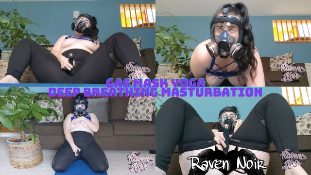 Gas Mask Yoga Deep Breathing Masturbation video from Raven Noir